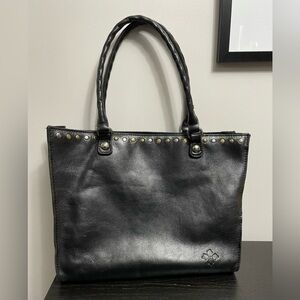 Patricia Nash Black Leather Purse with Studs